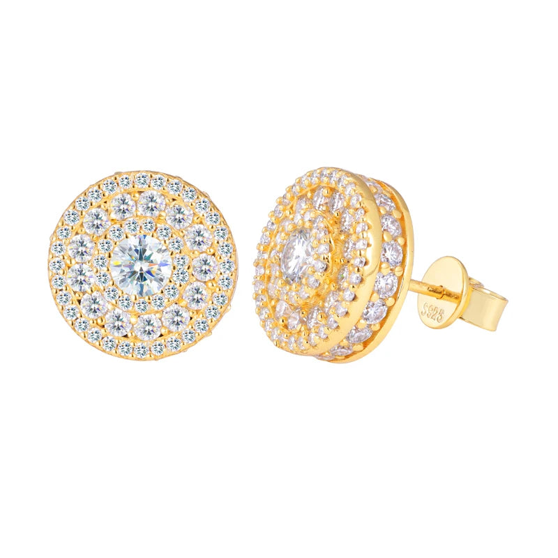 Top Quality 100% 925 Silver Earrings Fashion Classic Round Unisex Moissanite Earring  For Women Jewelry