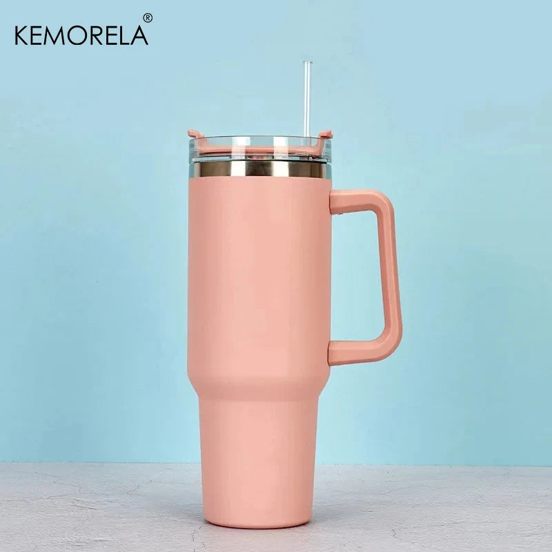 1200ML 304 Stainless Steel Insulated Water Bottle Hot Coffee Car Cup Hot And Cold Mug Thermos Bottle With Handle Straw Sports Av - Madeinsea©
