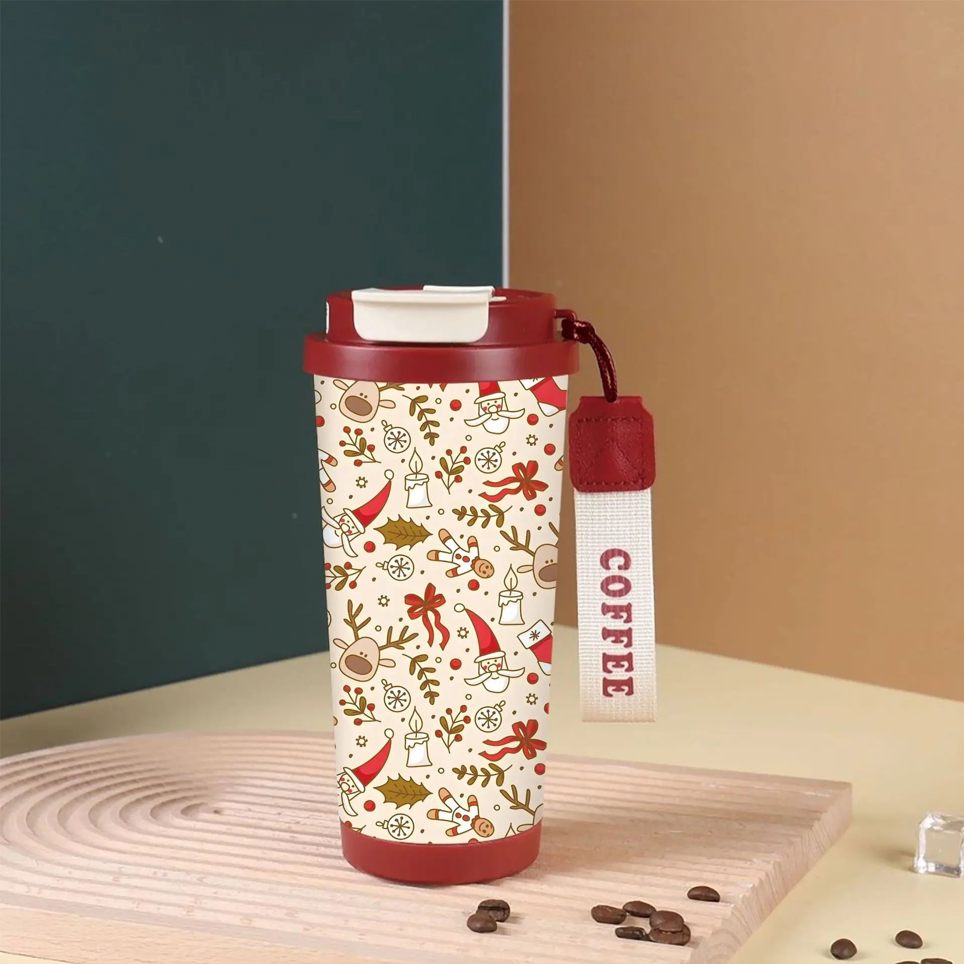 Christmas thermos cup 316 stainless steel lily of the valley coffee cup cartoon Christmas holiday gift