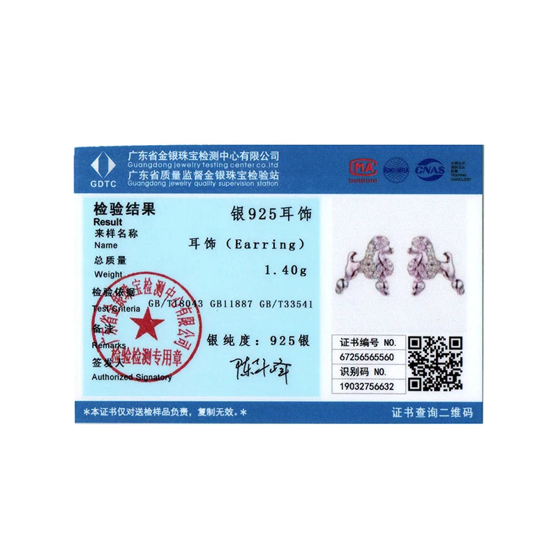 BISAER 925 Sterling Silver Poodle Stud Earrings Pet Dog Earrings Pavé Setting Zircon Plated White Gold for Women Fine Jewelry