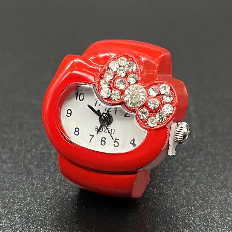 Steel Fun Vintage Punk Quartz Finger Pocket Watch Ring for Women Men Goth Clock Rings Digital Watch Elastic Stretchy Rings Gifts