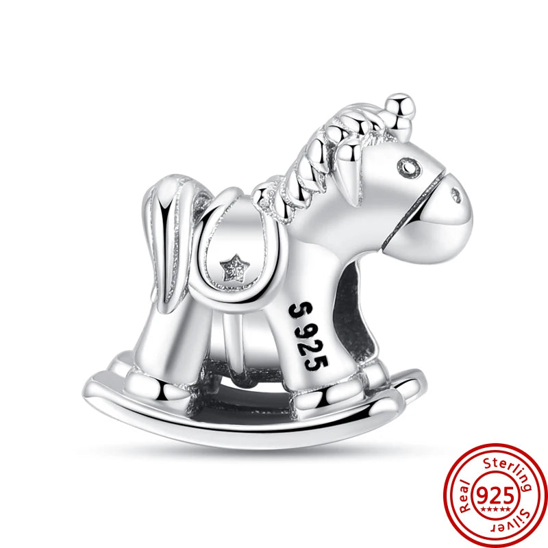 Authentic 100% 925 Sterling Silver Fit Original Pantaro Charms Bracelet Heart Round Style Simple Beads Women DIY Jewelry Making