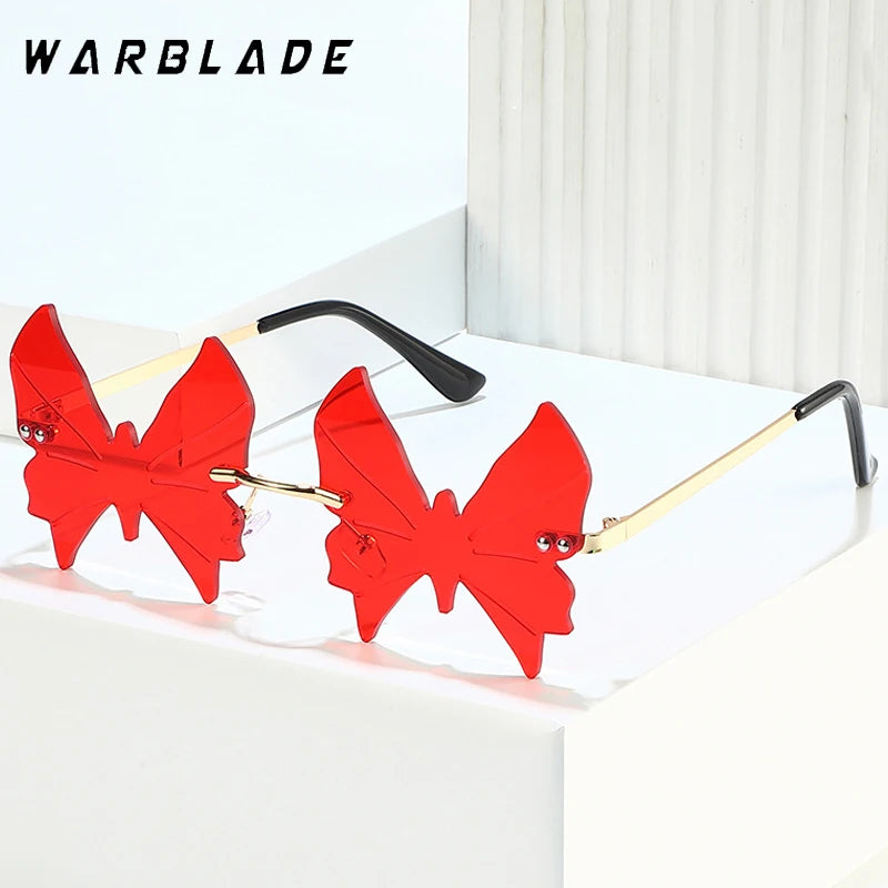 2025 Fashion Rimless Butterfly Sunglasses For Women Men Personalized Trendy Metal Irregular Sun Glasses Party Decorative Glasses