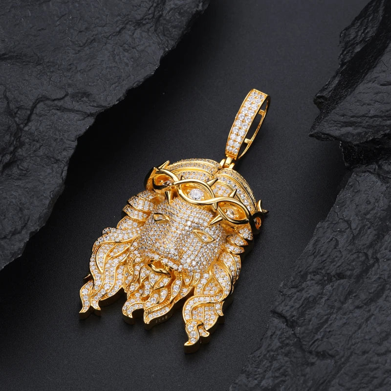 Pendentifs unisexes TUHE de haute qualité en moissanite D VVS sertis de pierres, représentant Jésus, pour hommes, style hip-hop