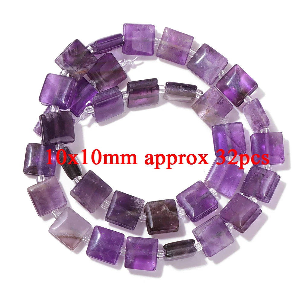Natural Amethyst Quartz Stone Beads Faceted Round Rondelle Cube Loose Spacer Gem Bead For Jewelry Making Necklace Bracelet DIY