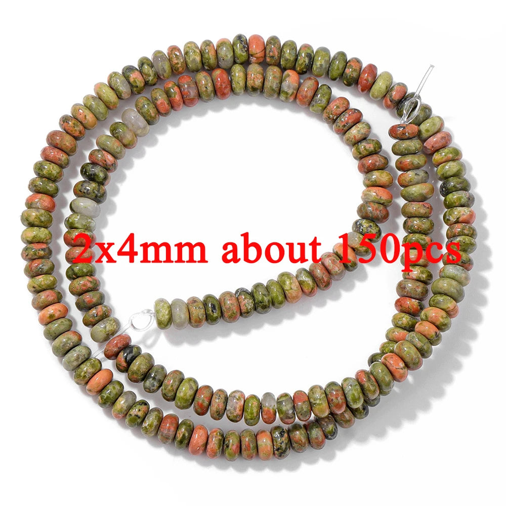 Wholesale Natural Unakite Stone Bead Green Jasper Loose Spacer Beads For Jewelry Making DIY Bracelet Necklace Accessories Supply