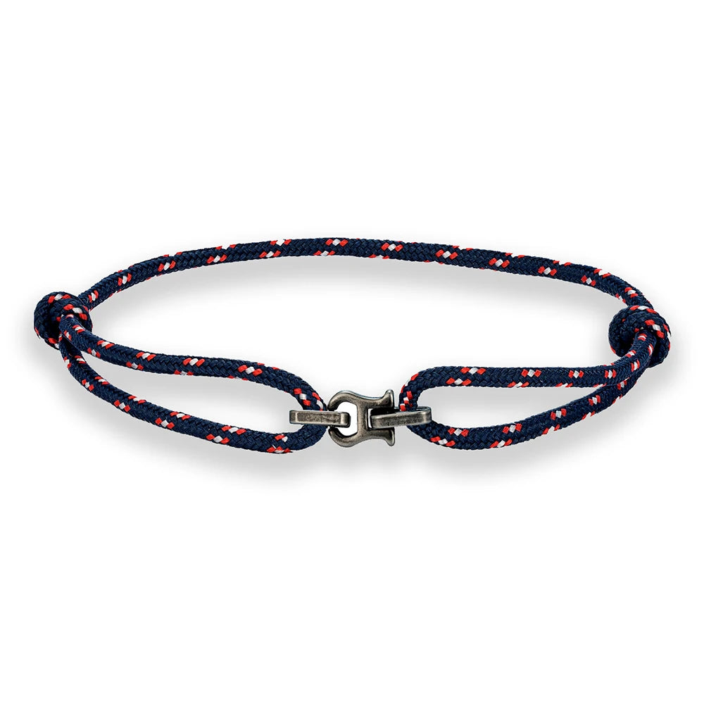 MKENDN Punk Style Vintage Oxidized Black Horseshoe Buckles Chain Link Rope Bracelet For Men Women Stainless Stell Jewelry Gifts