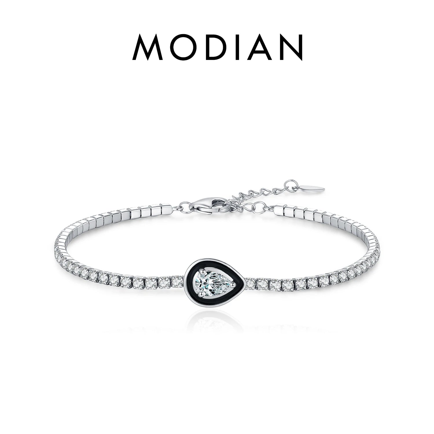 MODIAN 925 Sterling Silver Shinning Stackable Bracelets Stars Geometric Heart Water Drop CZ Tennis Bracelets For Women Jewelry