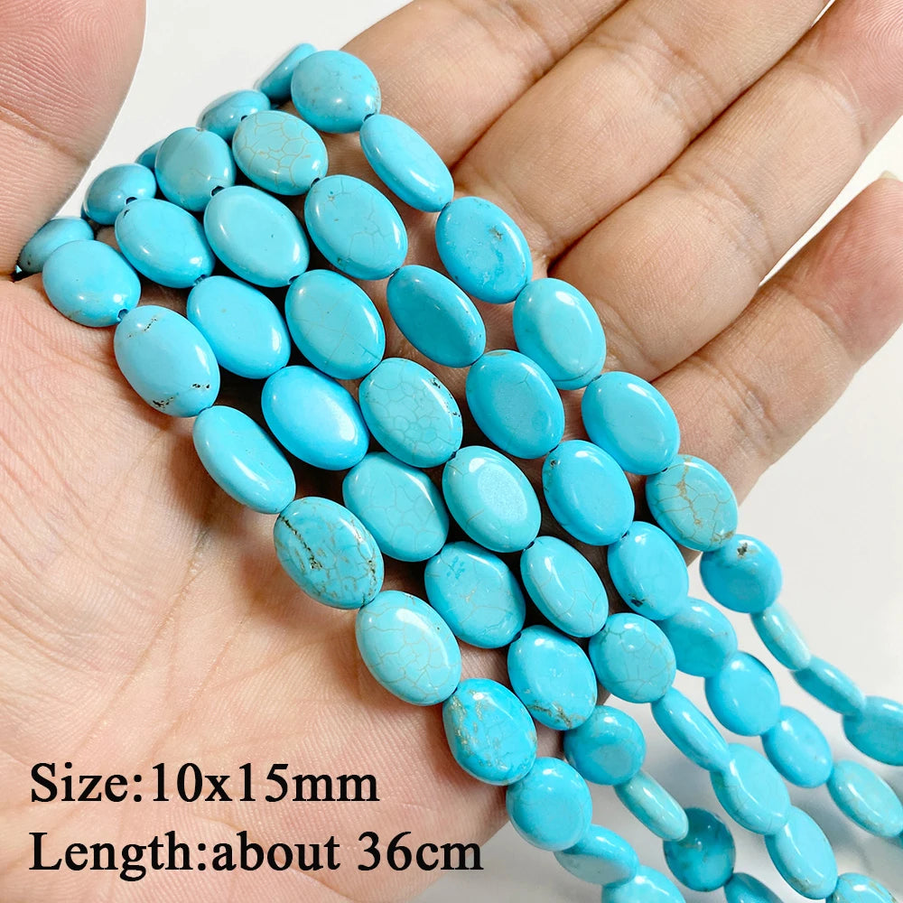 Wholesale Blue Turquoise Stone Beads Round Square Rondelle Irregular Loose Spacer Bead For Jewelry Making DIY Bracelet Necklace