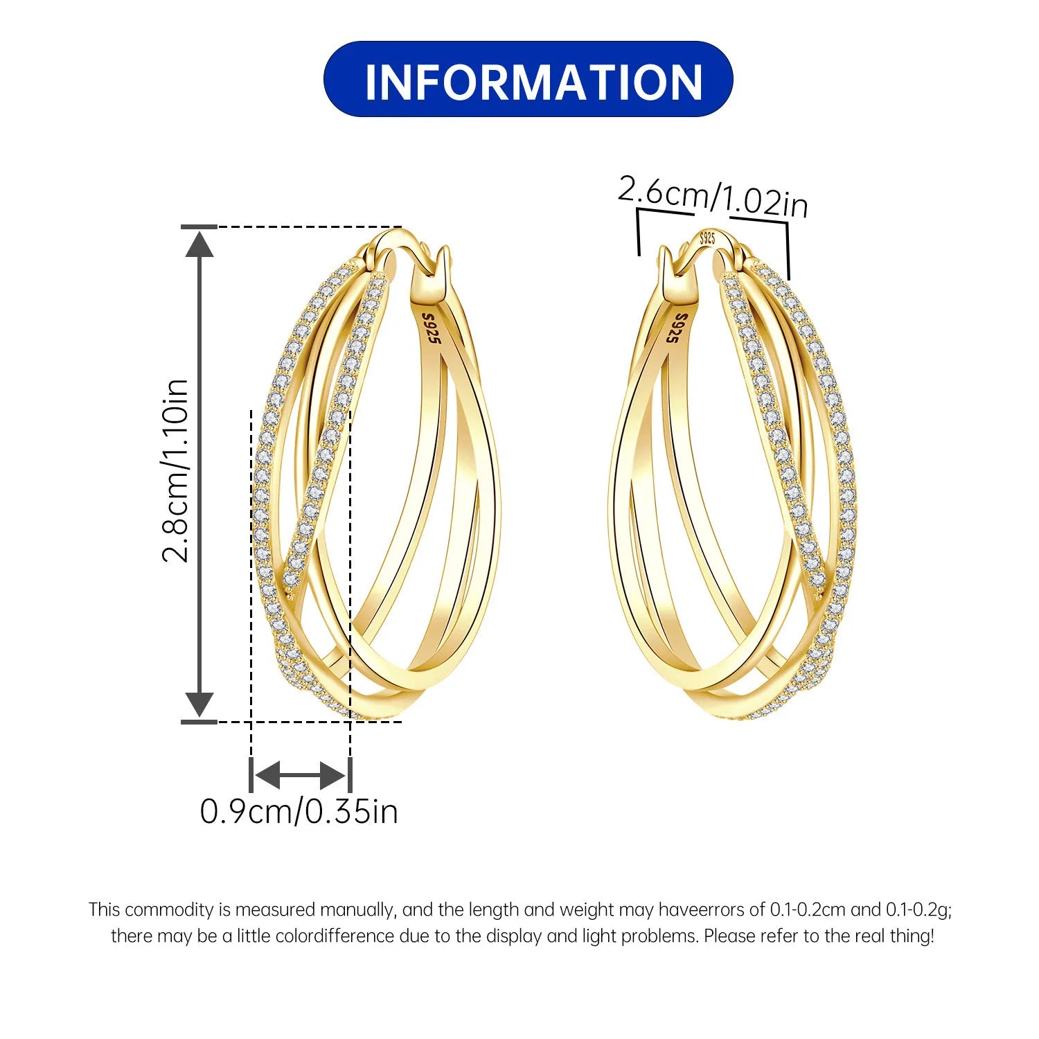 PANPOKI Original 925 Sterling Silver Curved Braided Large Earrings Women Hoop Earring Anniversary Jewelry Trendy Gifts