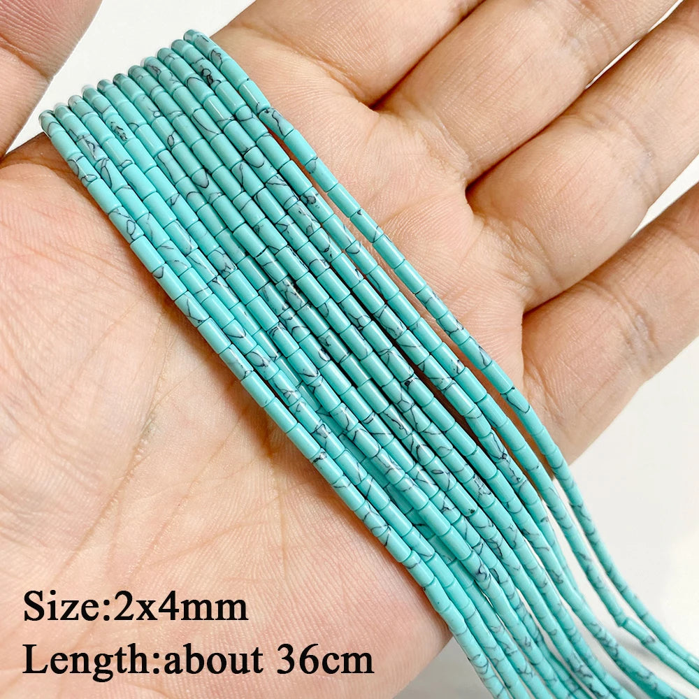 Wholesale Blue Turquoise Stone Beads Round Square Rondelle Irregular Loose Spacer Bead For Jewelry Making DIY Bracelet Necklace