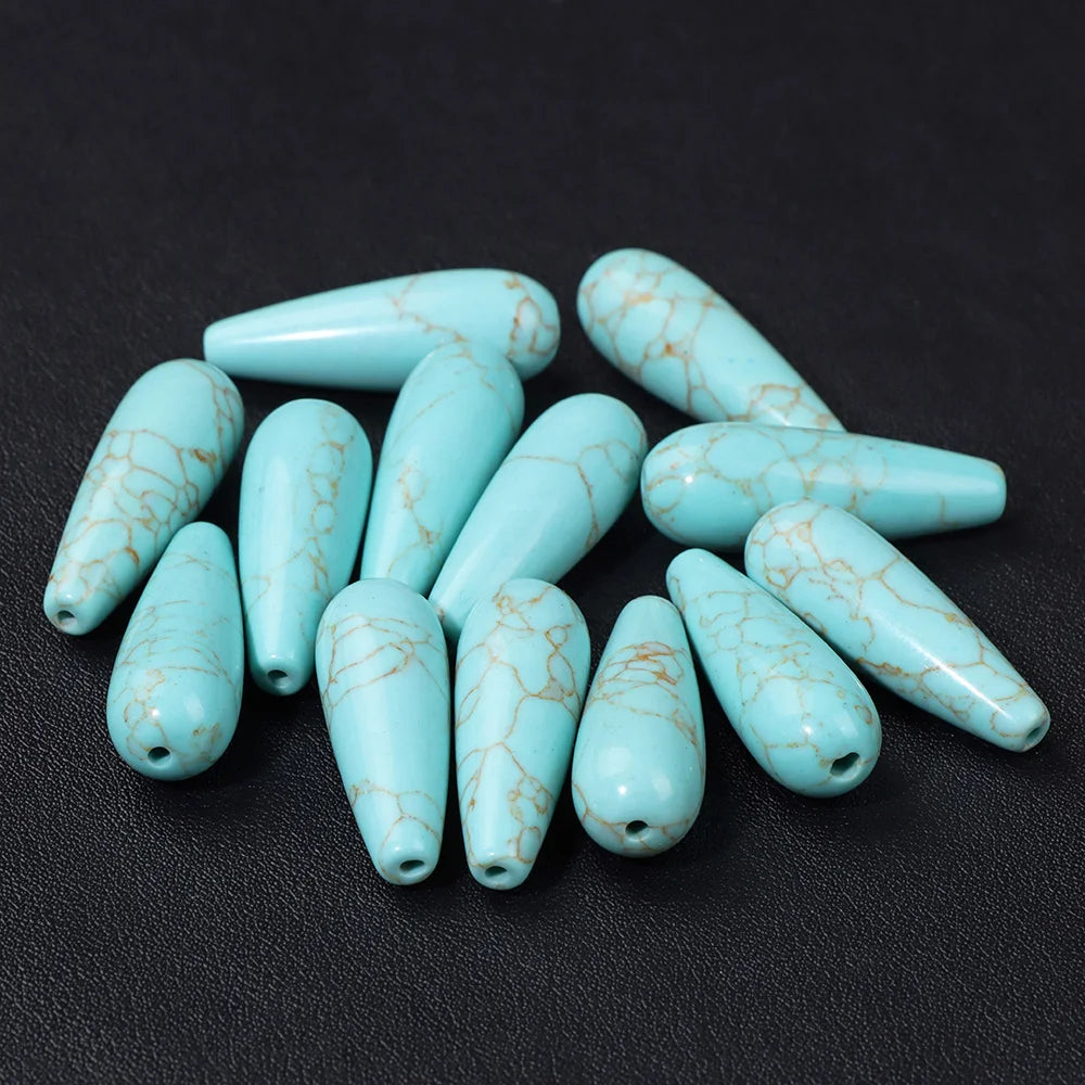 Natural Water Drop Stone Bead 10x30mm Chalcedony Amethysts Agates Loose Spacer Charms Bead For DIY Bracelet Earrings Accessories