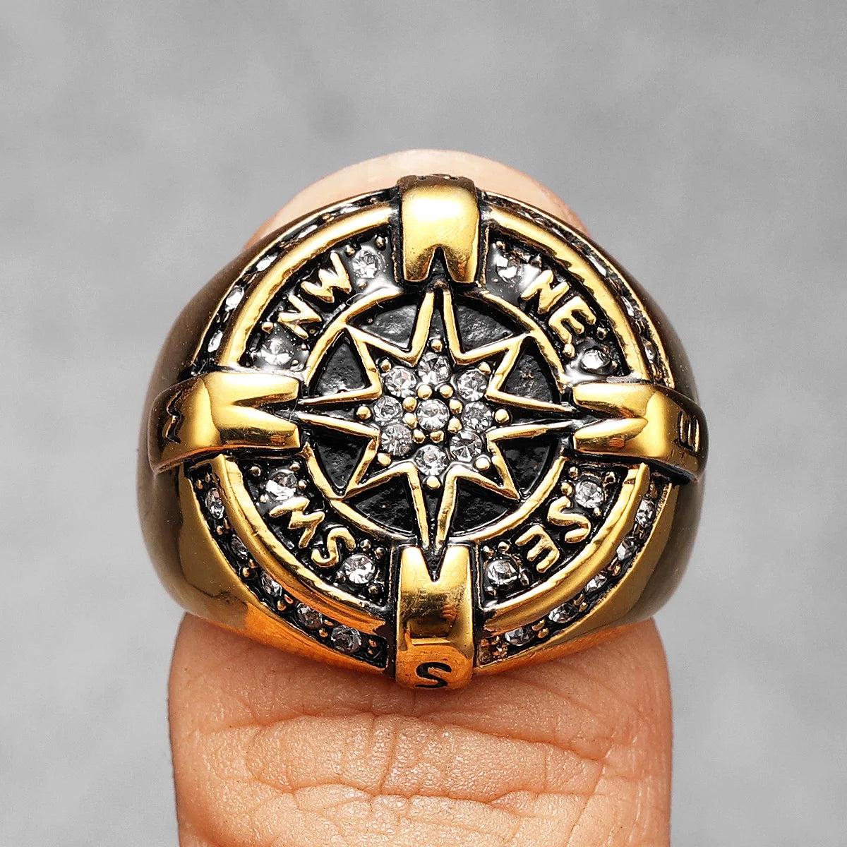 Luxury Nautical Compass Ring / Stainless Steel