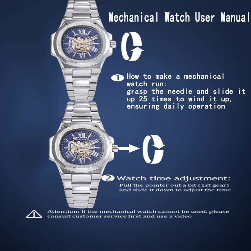 LONGLUX HOT SALE NEW automatic mechanical men watch rome business waterproof skeleton luminous stainless steel gift watch