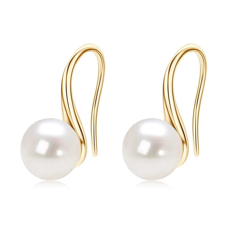 OXTAO 14K Gold Filled 8-8.5mm Freshwater Pearl Spoon Design Earrings For Women Wedding Party Jewelry Accessories Gift
