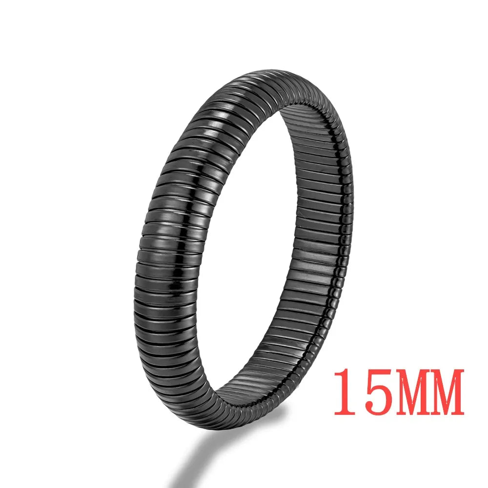 MKENDN Fashion Women Antique Original Design Bracelet Wide And Narrow Elastic Bracelet Ladies Stainless Steel Trendy Bracelet