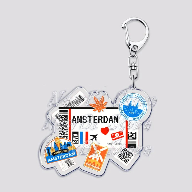 Hot Boarding Pass Keychains for Accessories Bag  NEW YORK TOKYO SEOUL PARIS LONDON Travel Souvenir Tickets Keyring Friends Gifts