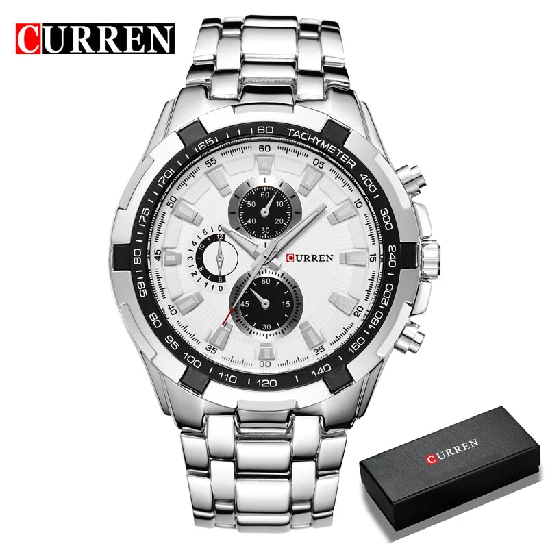 CURREN 2018 New Luxury Fashion Analog Military Sports Men Watches Full Steel Band Black Quartz Male Clock Relogio Masculino
