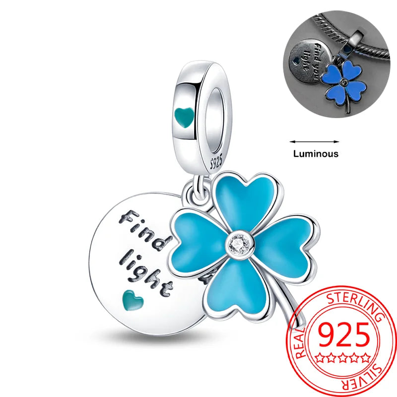 925 Sterling Silver Charm Green Monstera Leaves Charm Fit Bracelet Original Charm Bead for Women Jewelry DIY Making Fine Gift