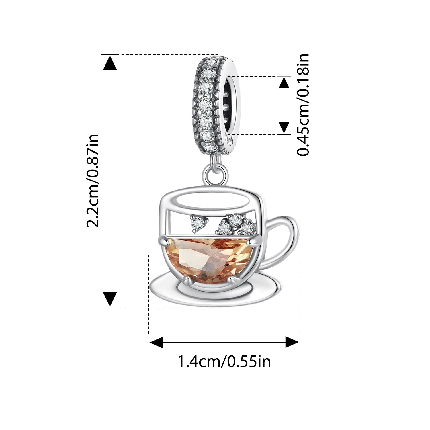 BISAER 925 Sterling Silver Donut Pendant Sweet Candy Coffee Summer Drinks Charm Bead for Women DIY Bracelet Fine Jewelry Gift