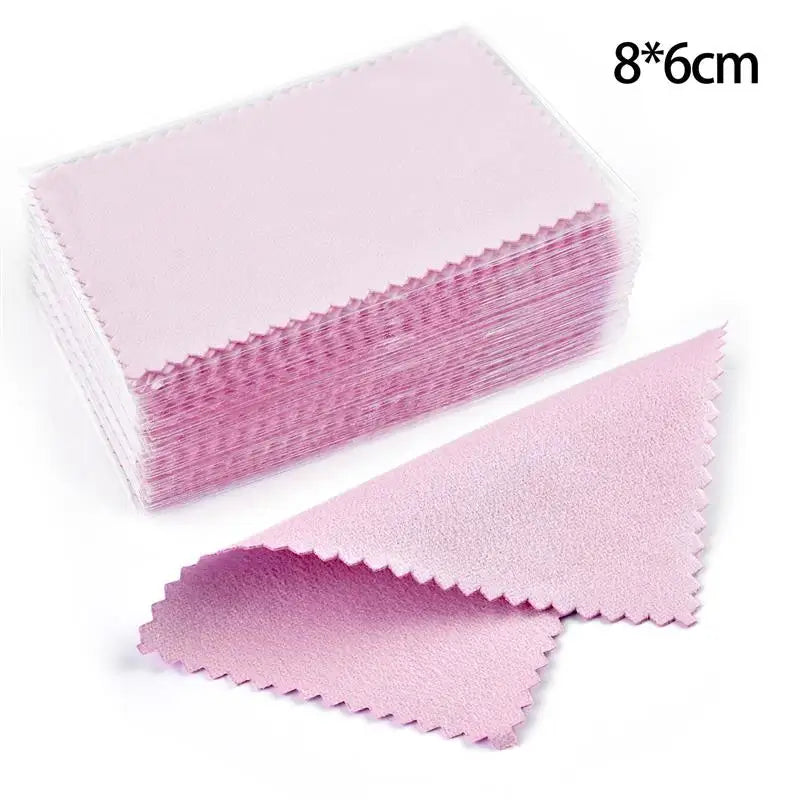 10*6.5cm/8*8cm 50pcs Silver Clean Polishing Cloth Soft Clean Wipe Wiping Cloth For Necklaces Rings Jewelry Clean Tool