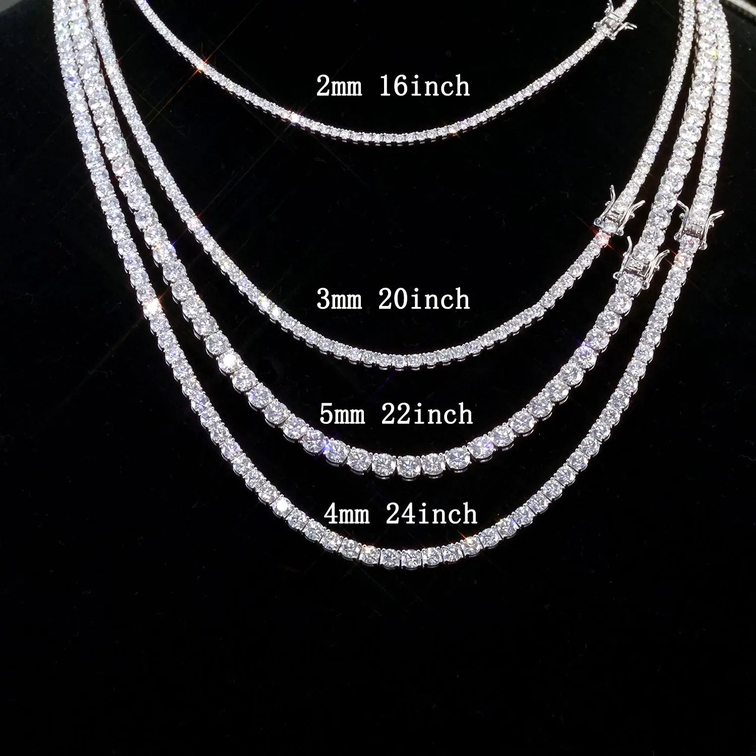 925 VVS Pass Diamond Tester Sterling Silver 2mm Moissanite Tennis Chain Necklace Women Engagement Jewelry High Quality - Madeinsea©