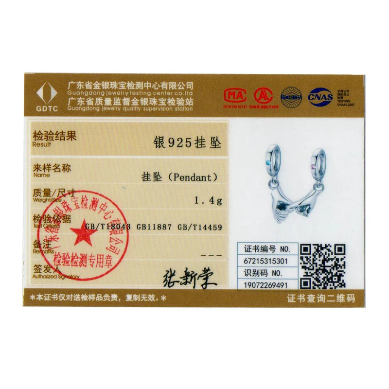 BISAER 925 Sterling Silver Couples Famille Charm Fille Garçon Maman Papa Amour Entrelacés Doigt Pendentif Fit Bracelets DIY Fine Jewelry