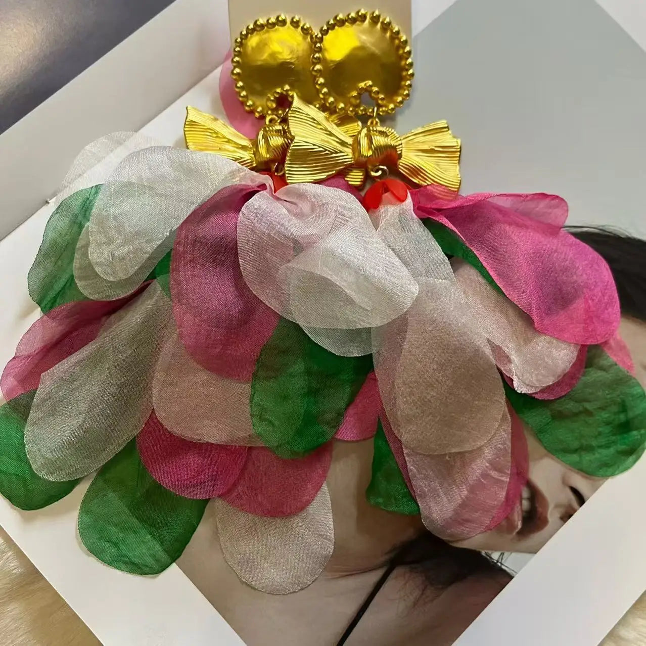 ZAA Personalized Trendy Resin Flower Water Drop Long Earrings