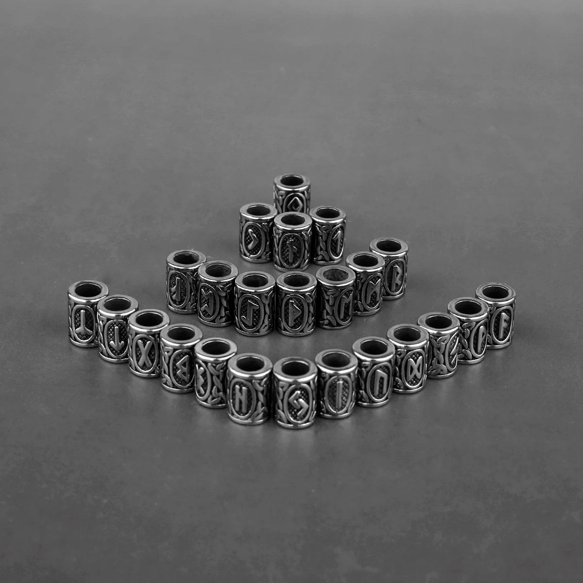 Stainless Steel Viking Rune Beads 6mm Big Hole Futhark Hair Beard Bead Bracelet Small Ornament Making Accessories Wholesale