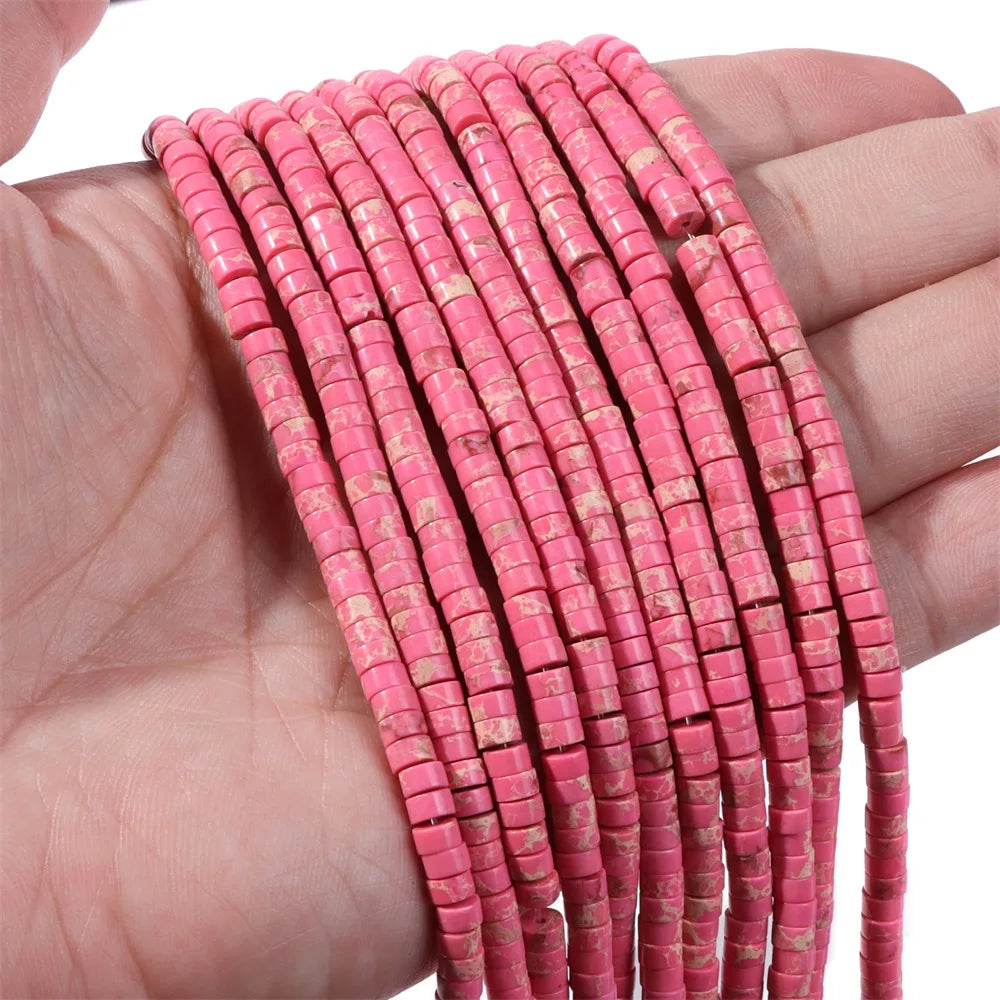 New Arrival Pink Stone Bead Natural Rose Quartzs Jades Jaspers Rondelle Shape Loose Beads For Jewelry Making  Accessories 2x4mm