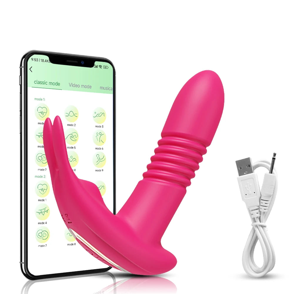 APP Bluetooth Thrusting Vibrator for Women Rotating Telescopic Dildo Remote Control G Spot Massage Clitoris Stimulator Sex Toy