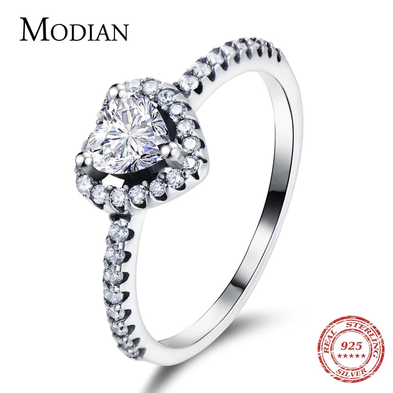 Modian Exquisite 925 Sterling Silver Vintage Hearts AAA Clear CZ Finger Rings for Women Luxury Wedding Statement Jewelry Bijoux - Madeinsea©