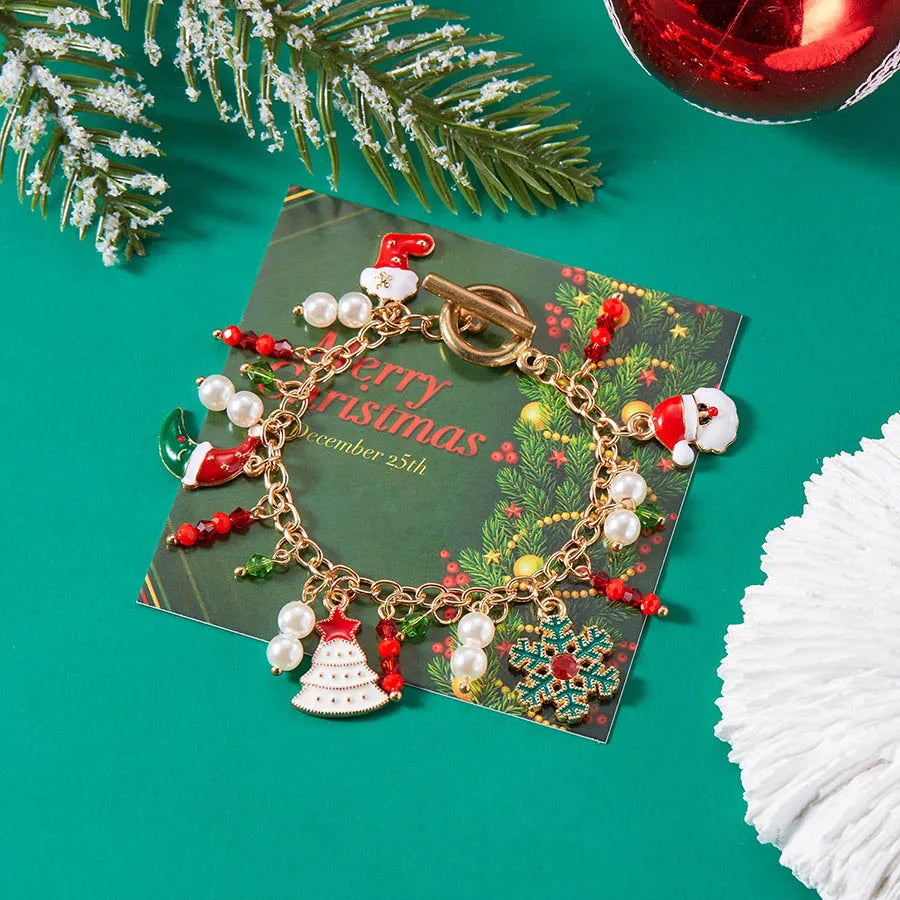 Fashion Christmas Series Bracelet Woman OT Buckle Tree Santa Metal Pendant Braslet Festival Female Jewelry Accessories Pulseira