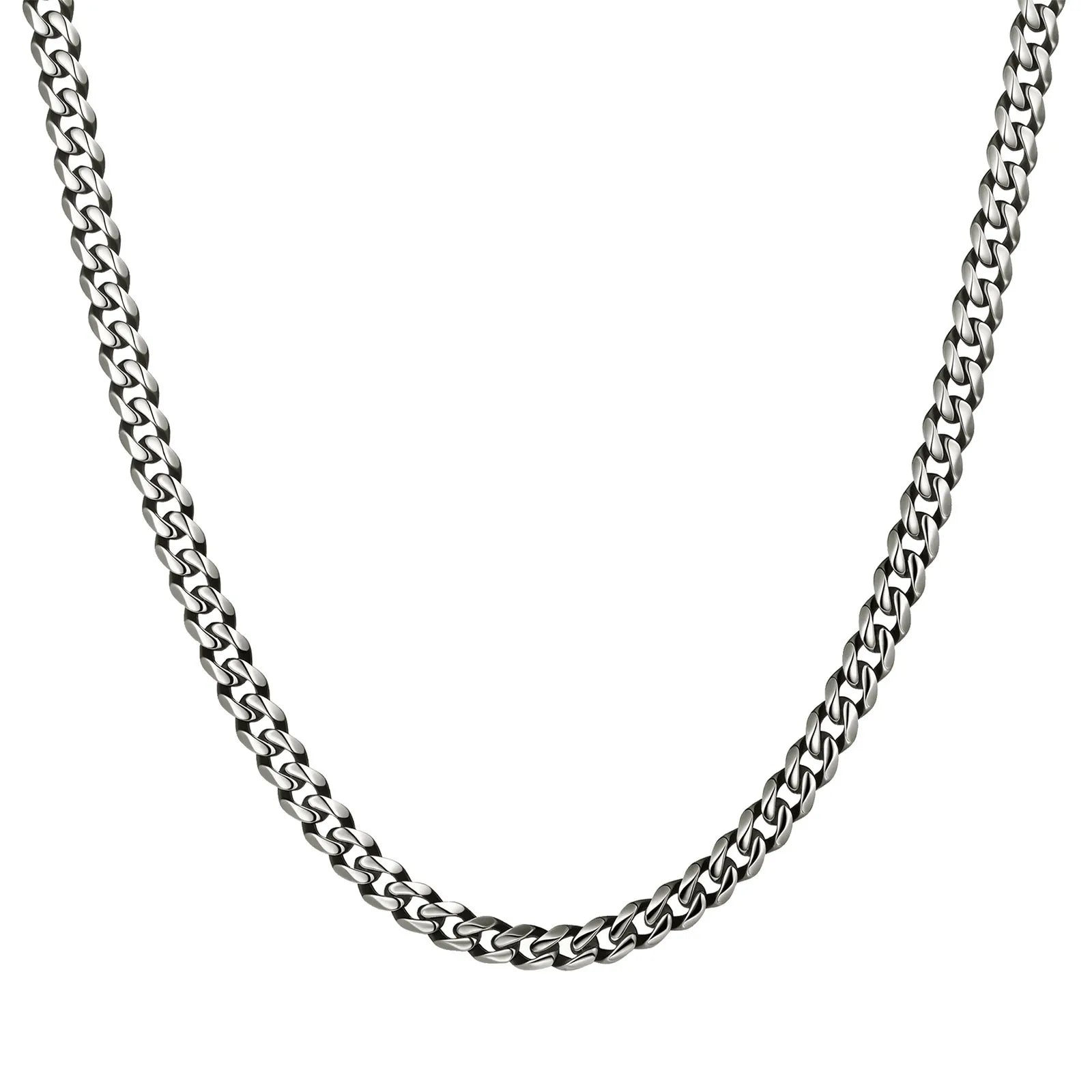 Collier Vnox rétro en acier inoxydable oxydé, chaîne cubaine, maille gourmette Miami 5 mm, bijou unisexe simple et tendance