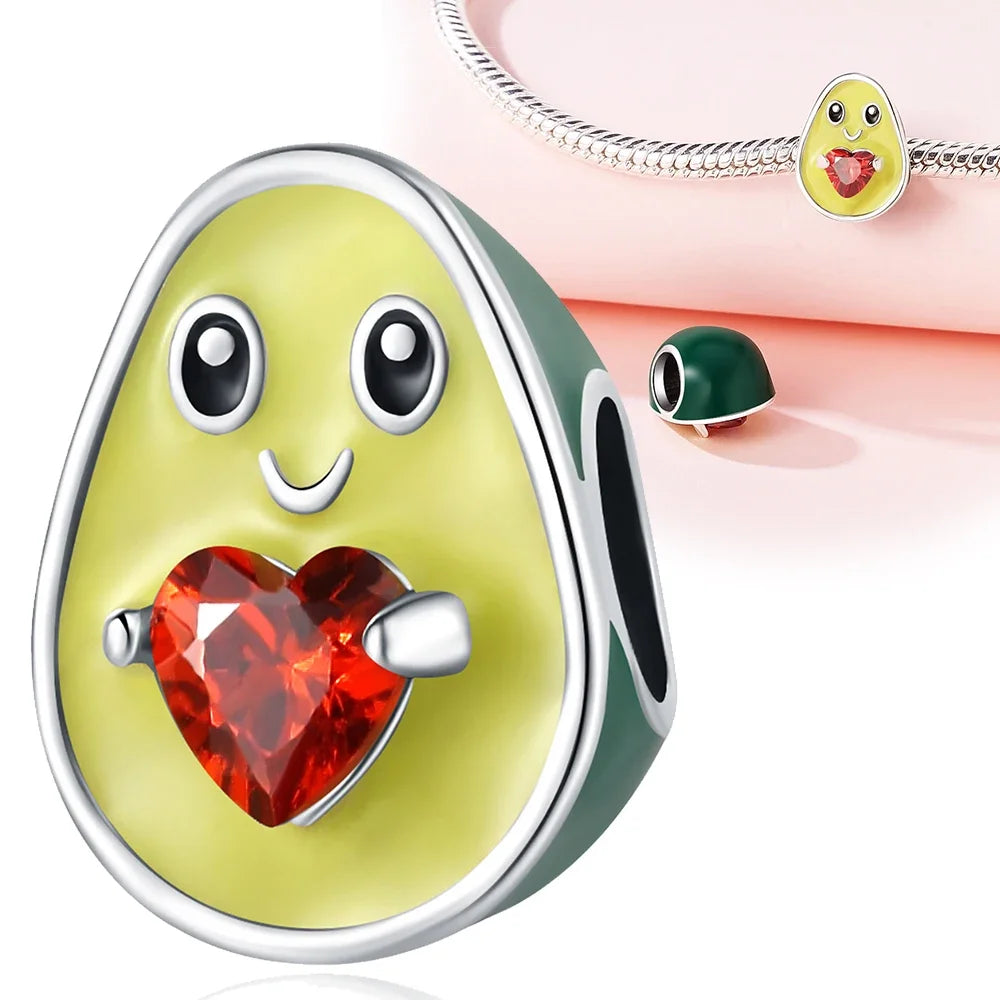 925 Sterling Silver Health Avocado Banana Tomato Charm Pendant Fit Charm Original Bracelet Made for Women Jewelry Making