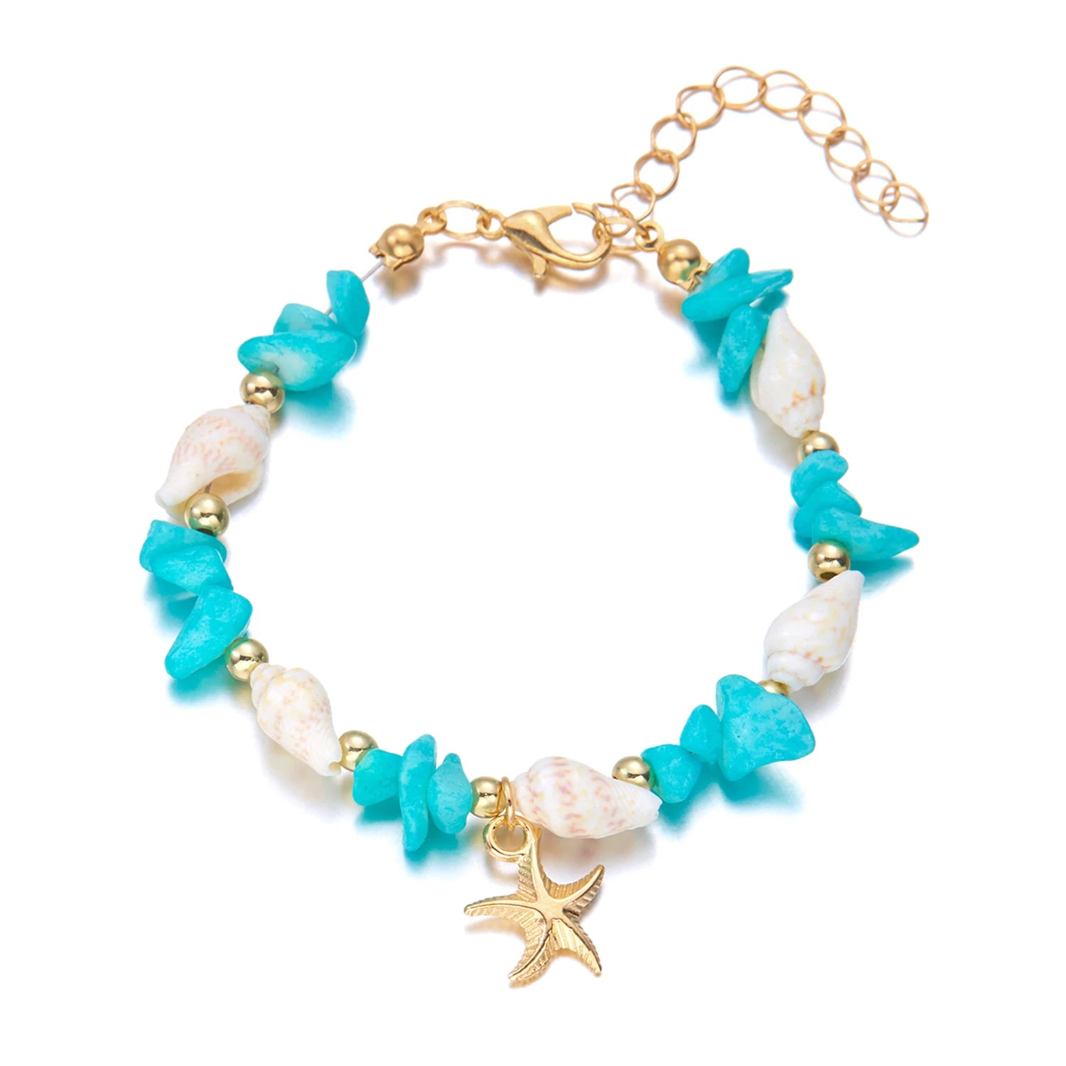 Bohemian Starfish Conch Beads Bracelets For Women Handmade Irregular Stone Beaded Bangles Beach Party Friendship Jewelry Gift