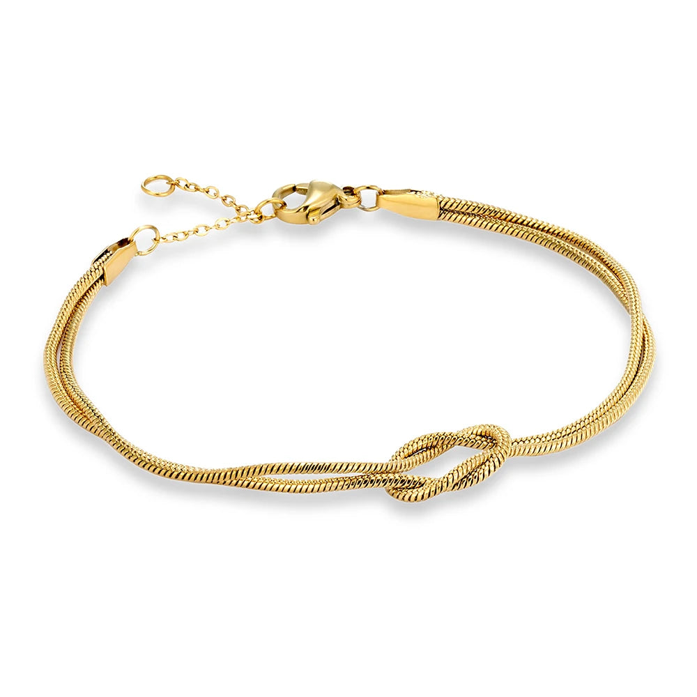 MKENDN Love Knot Infinity Bracelet Stainless Steel Adjustable Snake Chain Couple Friendship Bridesmaid Gift for Him & Her