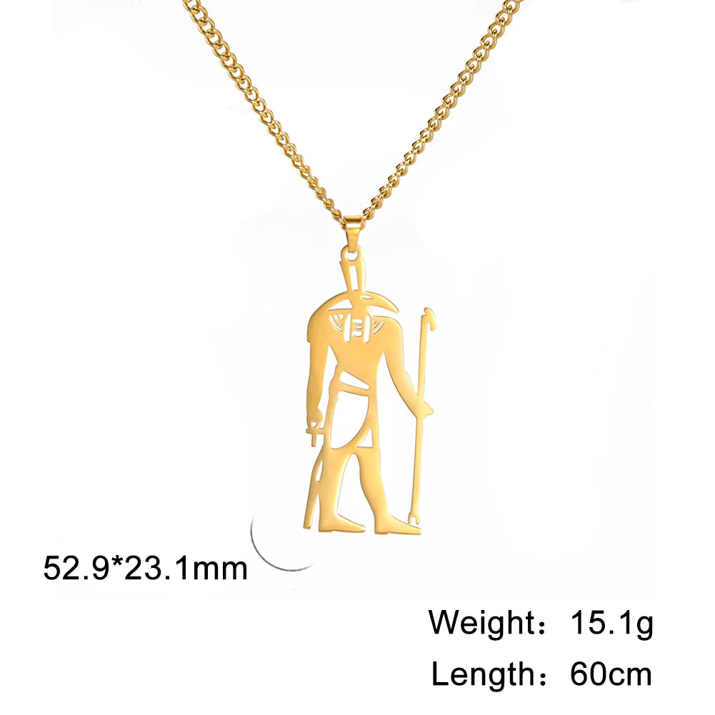 Dreamtimes Gothic Egyptian Great of Strength Seth Pendant Necklace Stainless Steel Mythology Necklaces for Men Vintage Jewelry