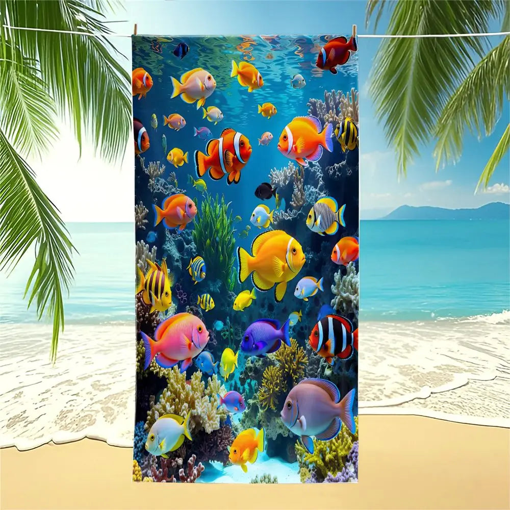 Ocean Clownfish Beach Towel Pool Towel Camping Towel Bath Towel Blanket Large Soft Sea Lover Outdoor Towel