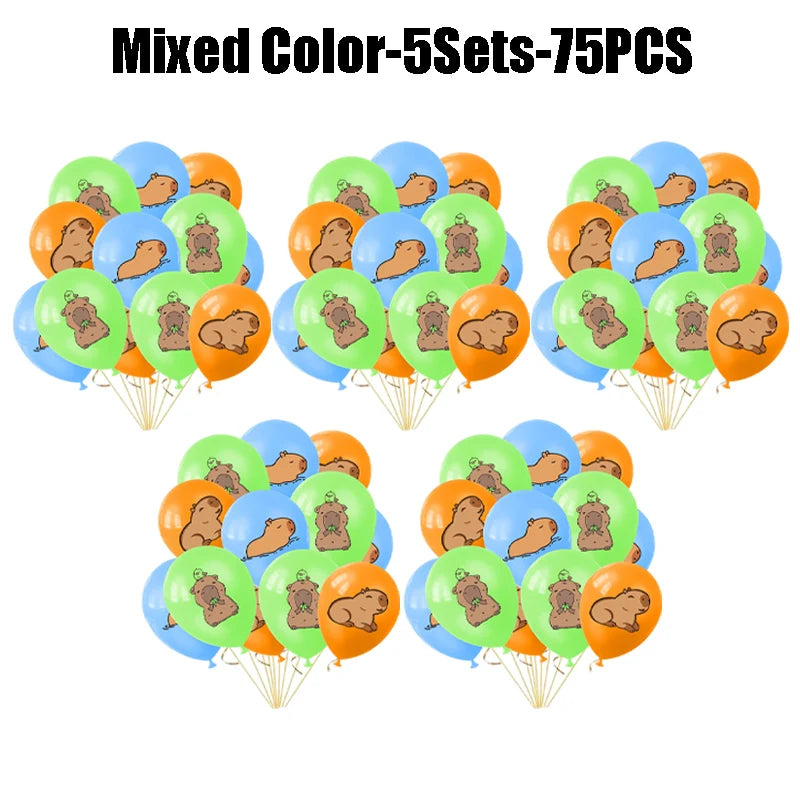 15PCS/1Set Capybara Party Latex Balloons for Children Cute Capybara-themed Birthday Animal Party Decorations Shower Supplies