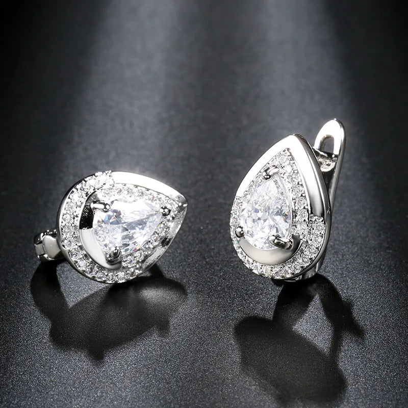 Sterling Silver 925 Small Earrings Fashionable Fresh and Exquisite Heart Shaped Crystal Zircon Earrings High-end Jewelry