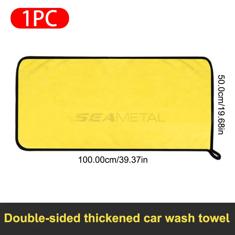 SEAMETAL 50x100cm Car Washing Towel 400GSM Microfiber Clean Towels High Water Absorption Double-Sided Soft Car Wash Drying Cloth