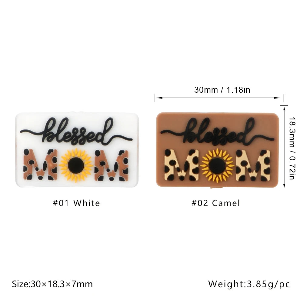 Lot de 5 ou 10 perles en silicone MOM pour la fabrication de bijoux, colliers, bracelets, accessoires de bijouterie