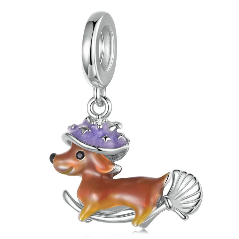 WOSTU Original Halloween Charm Series , 925 Sterling Silver Halloween Pumpkin Black Ghost Bead