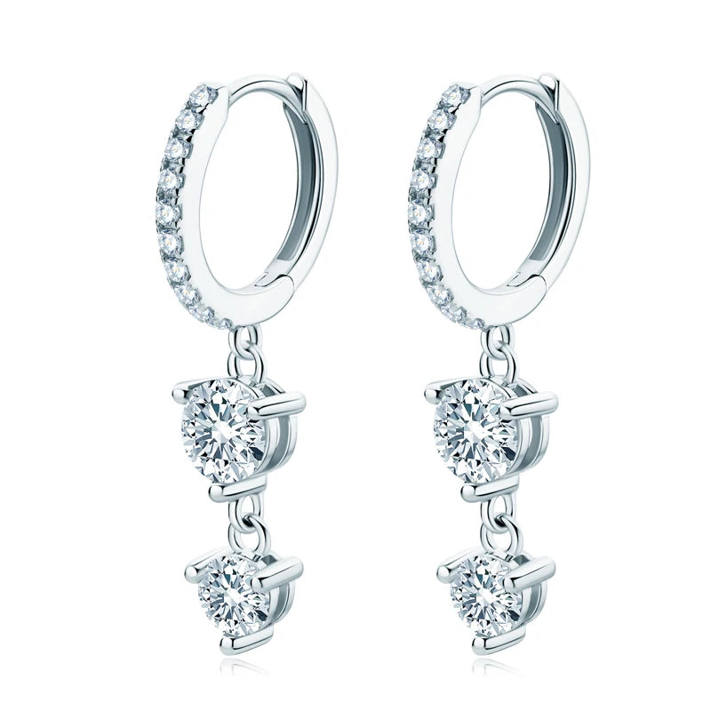 OXTAO 925 Sterling Silver Classic Moissanite Tassel Hoop Earrings Women'S Wedding Jewelry Fashion Jewelry Gift GRA Certificate