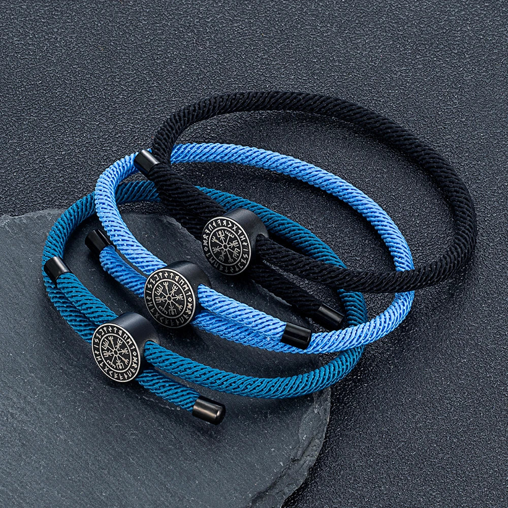 Bracelet amulette runique viking MKENDN pour hommes et femmes, tressé à la main, ajustable, motif personnalisé avec nom, bijoux pour couples