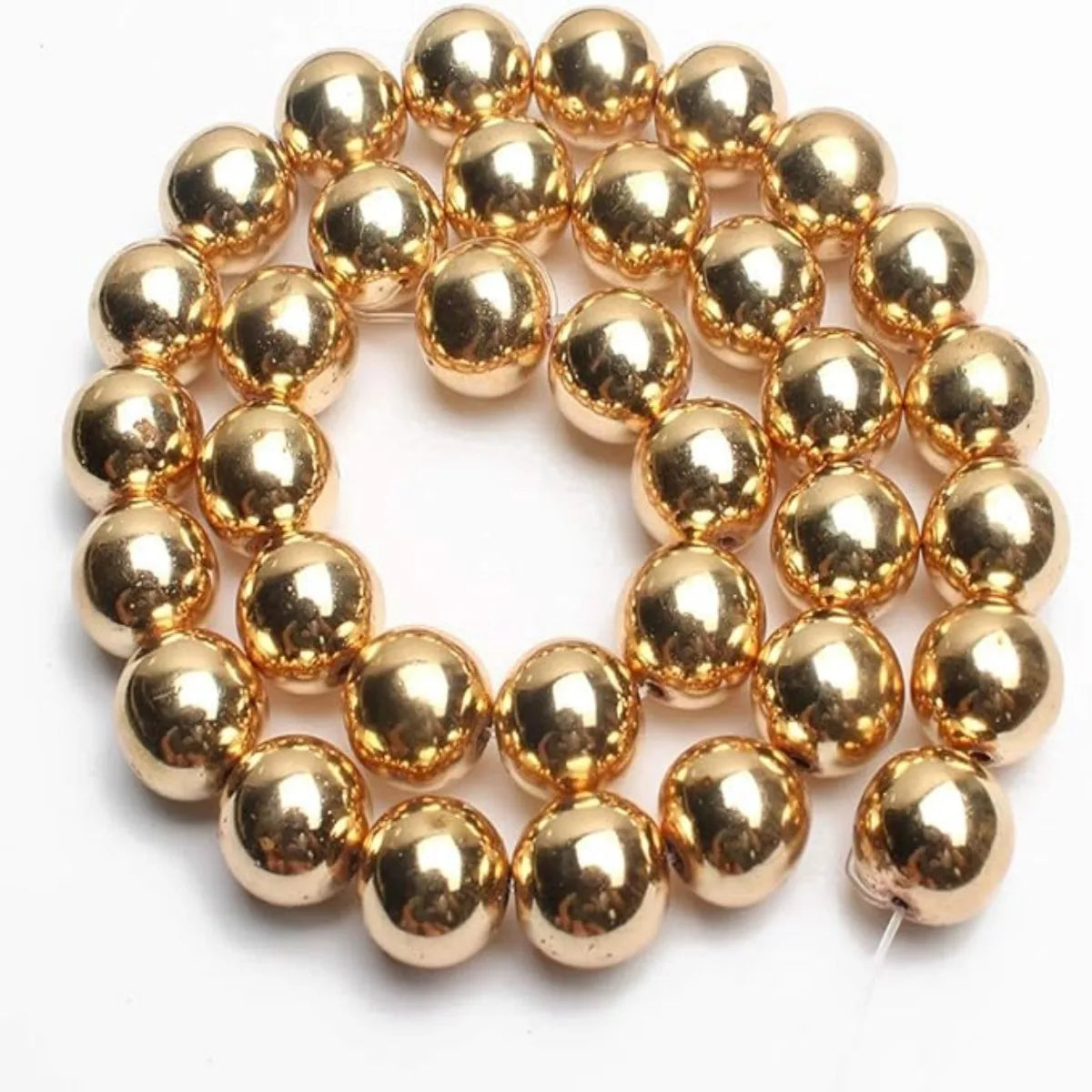 Round Hematite Beads 2/3/4/6/8/10mm Natural Stone 14K Gold Color Loose Beads Ball Jewelry Bracelets Making DIY Accessories SSS