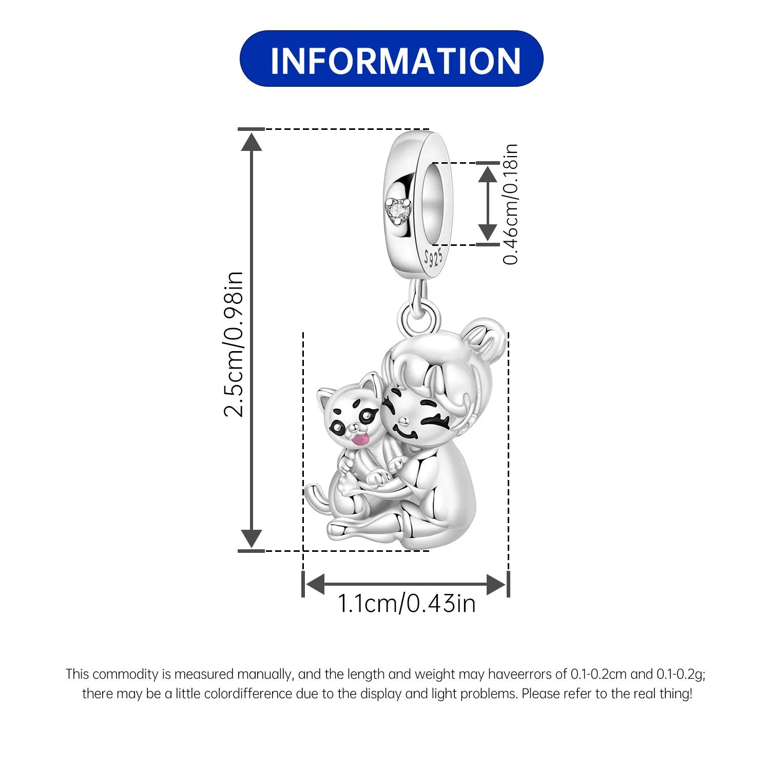 PANPOKI 925 Sterling Silver Cat Hug Animal Pet Beads Original Pendants Bracelet Charm Jewelry Party DIY Trendy Gifts