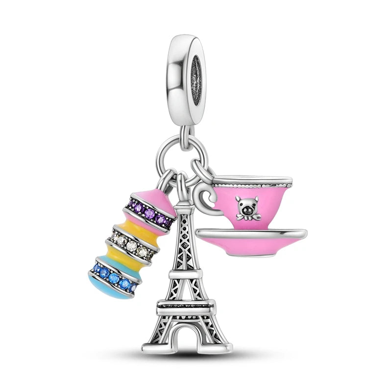 2024 Hot Sales 925 Sterling Silver Pink Charm Beads Pendent For Original Bracelets Charm Dangle Women Gril Jewelry Gifts