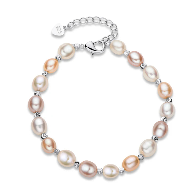 OXTAO Natural Freshwater Pearl Fashion Bracelet Ladies Elegant Bracelet Jewelry Valentine's Day Girlfriend Birthday Wedding Gift